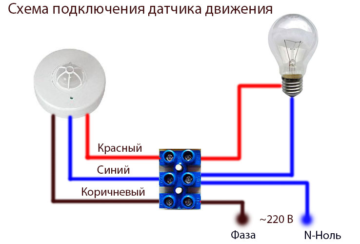 Схема подключения датчика движения ДДП-01